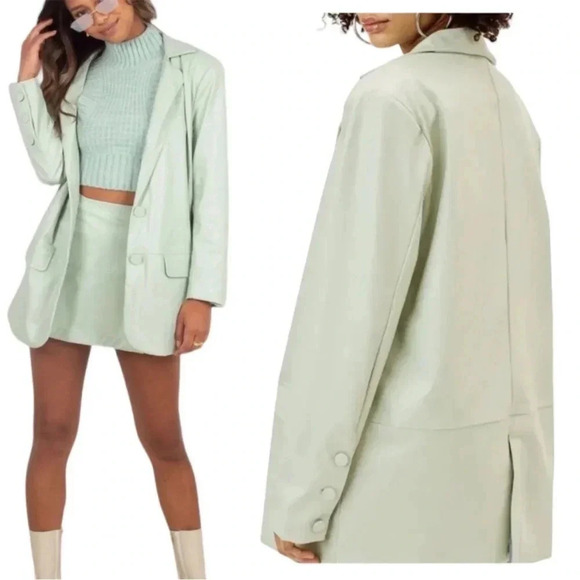 For Love & Lemons sage green Talia boyfriend blazer - Picture 1 of 10